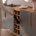 Ver imagem 6 de Buffet Aparador 190cm 4 Portas com Adega Lizz Cinza/Perola/Cedro
