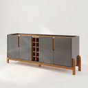 Ver imagem 3 de Buffet Aparador 190cm 4 Portas com Adega Lizz Cinza/Perola/Cedro