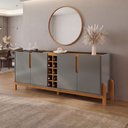 Ver imagem 1 de Buffet Aparador 190cm 4 Portas com Adega Lizz Cinza/Perola/Cedro