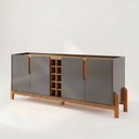 Ver imagem 3 de Buffet Aparador 190cm 4 Portas com Adega Lizz Cinza/Perola/Cedro