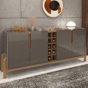 Ver imagem 1 de Buffet Aparador 190cm 4 Portas com Adega Lizz Cinza/Perola/Cedro