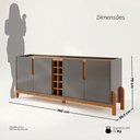 Ver imagem 4 de Buffet Aparador 190cm 4 Portas com Adega Lizz Cinza/Perola/Cedro