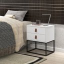 Ver imagem 2 de Conjunto 2 Criados Estilo Industrial com Puxadores de Couro