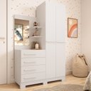 Ver imagem 1 de Guarda-Roupa Infantil 2 Portas 4 Gavetas com Espelho 100% MDF 110cm Auris Espresso Móveis Branco/Rosa/Azul/Lilás