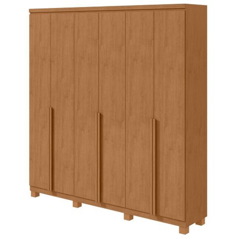 Guarda-Roupas Casal Alonzo 6 Portas 4 Gavetas s/ Espelho 100% MDF c/ Pés - Lp - Rei de Casa Amendoa 