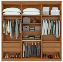 Ver imagem 6 de Guarda-Roupas Casal Alonzo 6 Portas 4 Gavetas s/ Espelho 100% MDF c/ Pés - Lp - Rei de Casa Amendoa