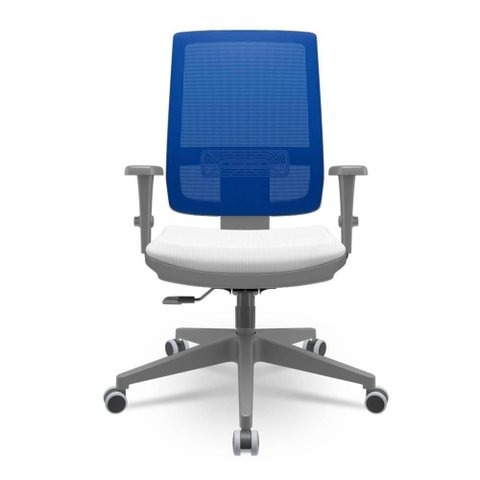 Cadeira Brizza Diretor Grafite Tela Azul Assento Aero Branco Base Relaxplax Piramidal - 66326