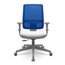 Ver imagem 1 de Cadeira Brizza Diretor Grafite Tela Azul Assento Aero Branco Base Relaxplax Piramidal - 66326