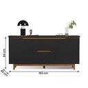 Ver imagem 2 de Aparador Buffet Flow 2 Portas 2 Gavetas Pés Madeira Maciça Preto/freijo Preto/freijo