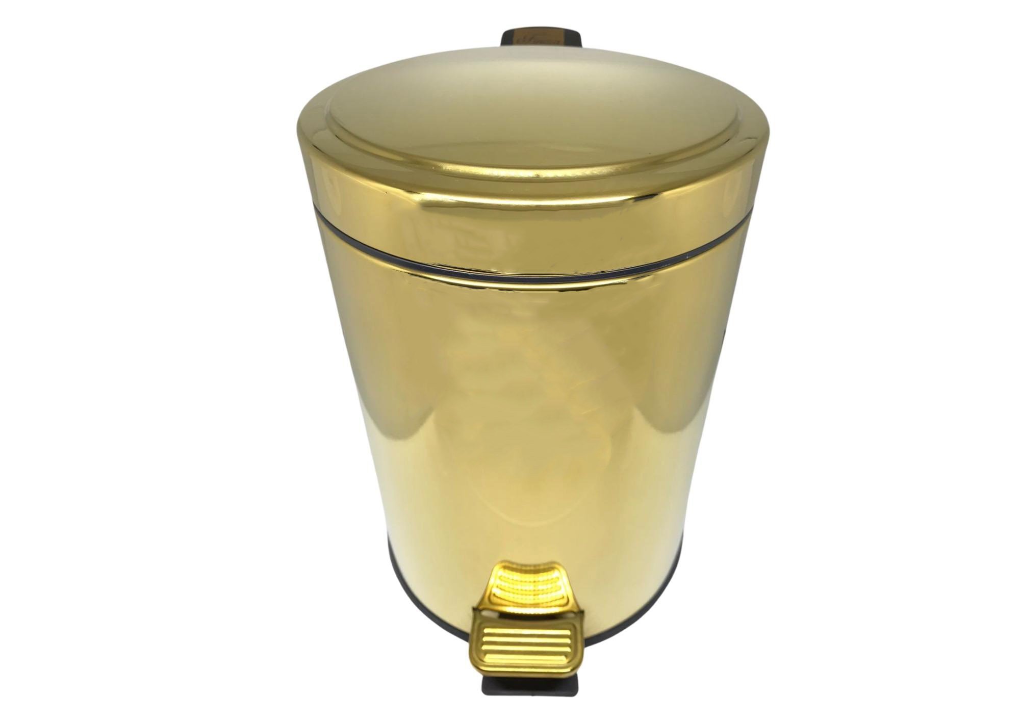 Kit Banheiro Inox Dourado Lixeira 5L e Porta Papel Higiênico Fineza - 5