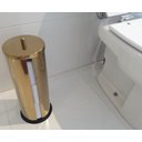 Ver imagem 3 de Kit Banheiro Inox Dourado Lixeira 5L e Porta Papel Higiênico Fineza