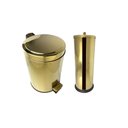 Ver imagem 1 de Kit Banheiro Inox Dourado Lixeira 5L e Porta Papel Higiênico Fineza