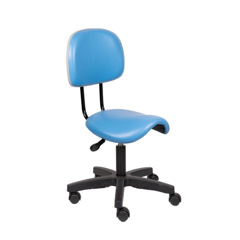Cadeira Sela Azul com Encosto Giratoria 55cm Estética Dentista Consultorio Popmov Sela Encosto Pp