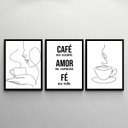 Ver imagem 2 de Kit 3 Quadros Minimalistas para Cantinho do café 33x24cm - com Vidro:madeira Branca