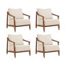 Kit 4 Poltronas Decorativa Vita Estofada Linho Off White - Mel - 1