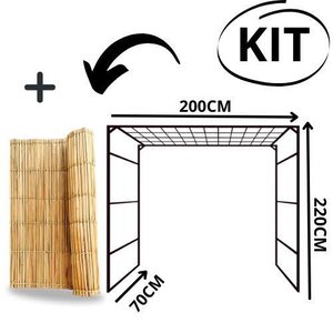 Kit Gazebo + Esteira de Palha Taboa para Decorar Jardins com Flores, 200cm Portátil e Desmontável