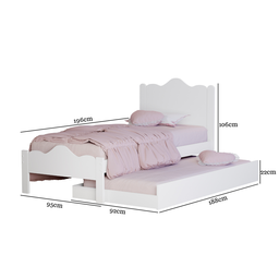 Cama de Solteiro + Auxiliar Meninas Segurança 100% MDF Nina:‎ Branco - 5
