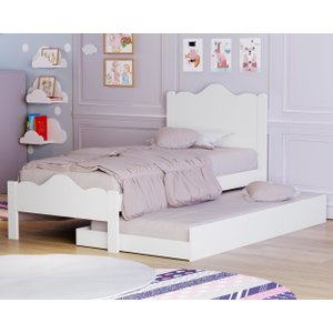 Cama de Solteiro + Auxiliar Meninas Segurança 100% MDF Nina:‎ Branco
