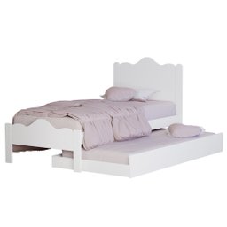Cama de Solteiro + Auxiliar Meninas Segurança 100% MDF Nina:‎ Branco - 3