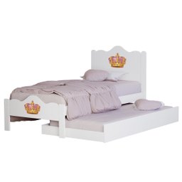 Cama de Solteiro + Auxiliar Meninas Segurança 100% MDF Nina:‎ Branco - 4
