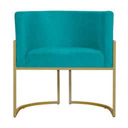 Kit 6 Poltronas Decorativa Sala de Estar Luana Base Gold Suede Azul Turquesa - Montanaris Decor Md M - 2