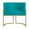 Kit 6 Poltronas Decorativa Sala de Estar Luana Base Gold Suede Azul Turquesa - Montanaris Decor Md M - 2