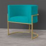 Kit 6 Poltronas Decorativa Sala de Estar Luana Base Gold Suede Azul Turquesa - Montanaris Decor Md M - 4