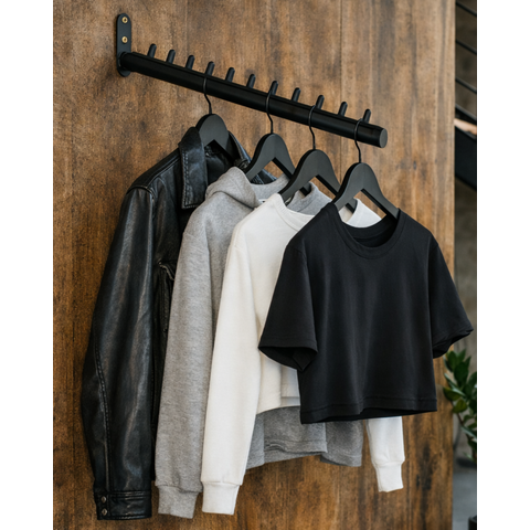 6 Araras 40cm Rt Inclinadas Acabamento Moderno Organizadores Cabides Closets Lojas