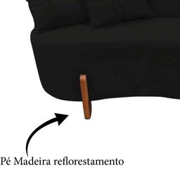 Namoradeira Sofá Feijão Luna Orgânica Suede Preto - 6