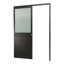Ver imagem 1 de Porta de Correr Suspensa Meia Lambril Meia Vidro Dir L.25 Preta 210x100 Brimak