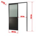 Ver imagem 4 de Porta de Correr Suspensa Meia Lambril Meia Vidro Dir L.25 Preta 210x100 Brimak