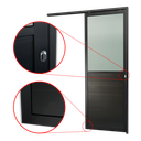 Ver imagem 3 de Porta de Correr Suspensa Meia Lambril Meia Vidro Dir L.25 Preta 210x100 Brimak