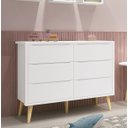 Ver imagem 2 de Cômoda 6 Gavetas Théo New Branco Fosco com Natural - Reller