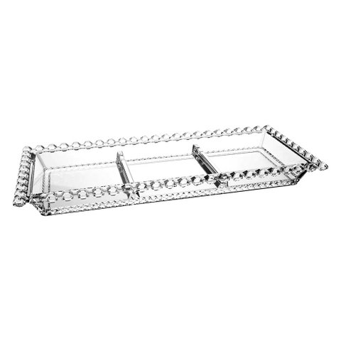 Petisqueira de Cristal Diamante C/3 Divisões 30cm L'hermitage