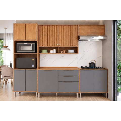 Módulo Cozinha MGM Divina 5 Peças C5P177 Cinamomo/Titanium-MGM