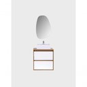 Ver imagem 2 de Gabinete para Banheiro com Cuba e Espelheira Organica 60cm Mdf Freijo com Branco Dubai - On Móveis