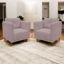 Ver imagem 2 de Kit 2 Poltronas Decorativa Luxo para Sala Recepção Consultório Escritório Aviv Linho Premium