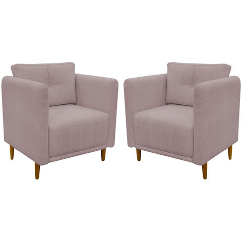 Kit 2 Poltronas Decorativa Luxo para Sala Recepção Consultório Escritório Aviv Linho Premium
