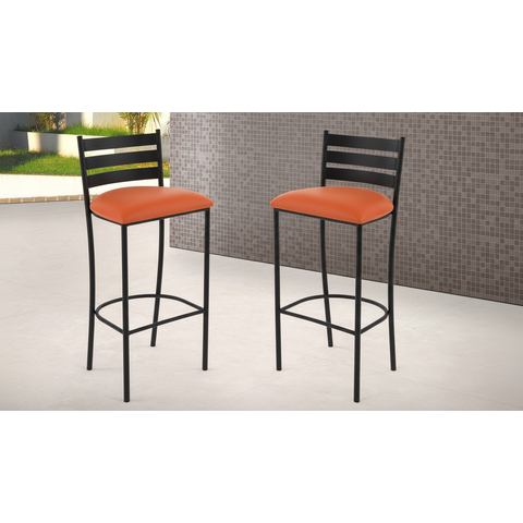 Kit 2 Banquetas com Encosto de 75cm:laranja/preto