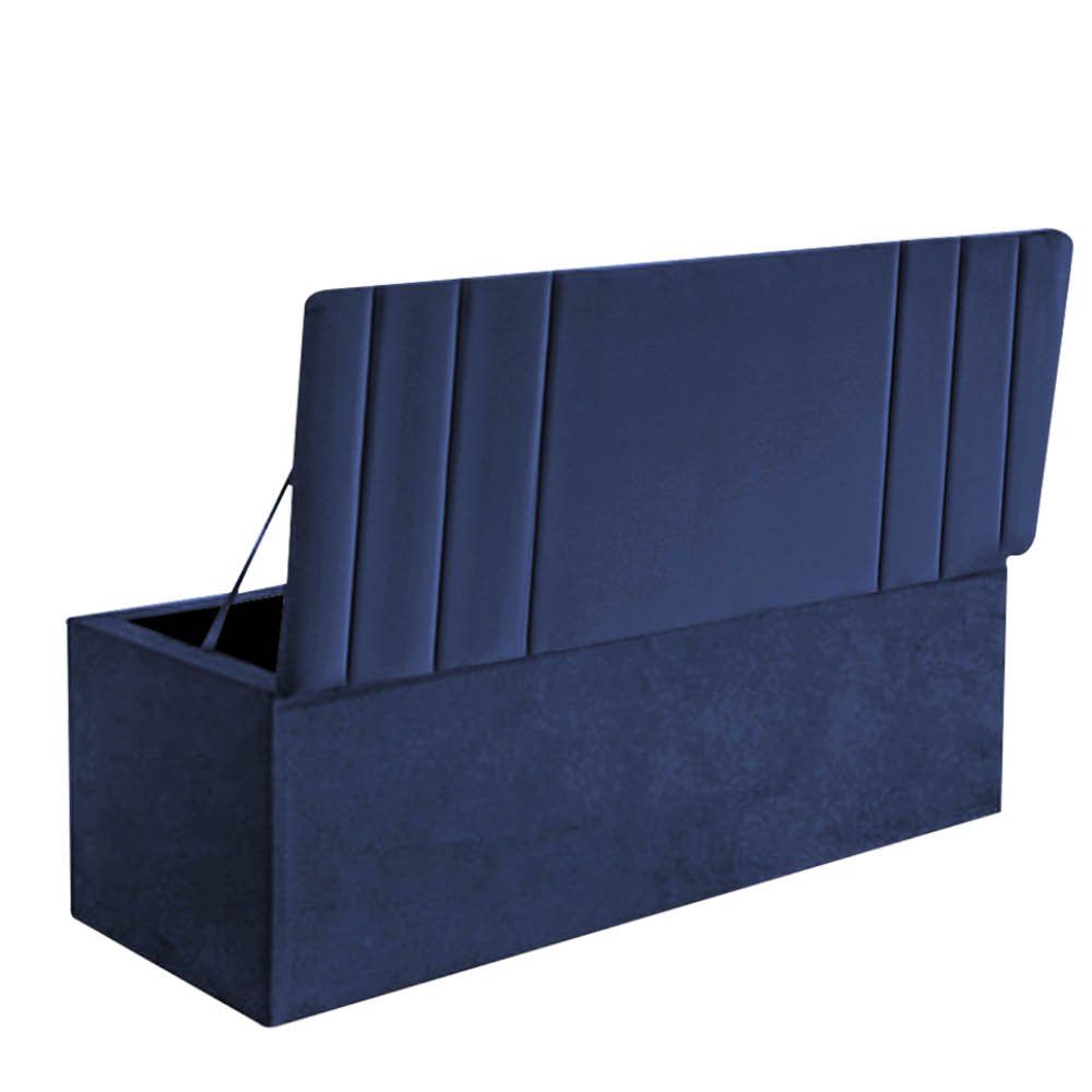 Caldadeira Baú Recamier Solteiro 90CM Grécia Suede Azul Marinho - D A DECOR - 2