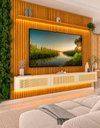 Ver imagem 1 de Conjunto Módulo Home Painel Ripado Nicho Suspenso Palina 230 Cor:Offwhite/Madeira