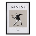 Ver imagem 1 de Quadro Banksy Love Is In The Air 24x18cm:moldura Preta