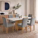 Ver imagem 1 de Conjunto de Sala de Jantar 6 Lugares MDF 160x80cm Carol Cinamomo Off White Cinza