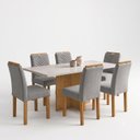 Ver imagem 2 de Conjunto de Sala de Jantar 6 Lugares MDF 160x80cm Carol Cinamomo Off White Cinza