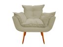Ver imagem 2 de Kit 2 Poltronas + Puff Decorativo Opala Suede Bege Pés Madeira Mz Decor