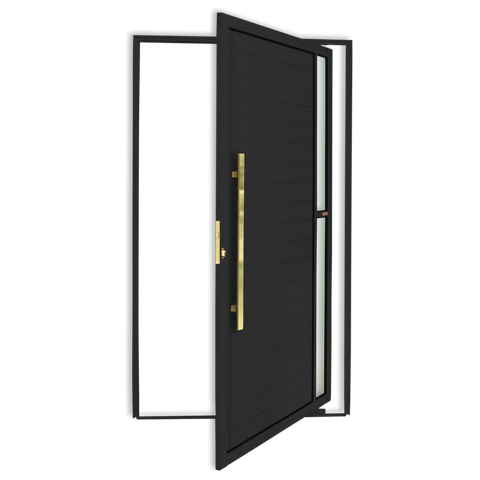 Porta Pivotante Lambril Visione c/Puxador e. Super Preto Dourado 100 Brimak