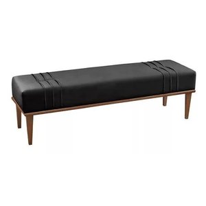 Banco Recamier Puff Dublin Premium Madeira Maciça Zahav Estofados:Preto Courino