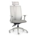 Ver imagem 1 de Cadeira Escritório Giratória Presidente Flow F02 Base Cinza Crepe Cinza - Lyam Decor