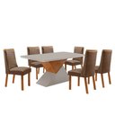 Ver imagem 2 de Mesa de Jantar Aster 180cm Tampo MDF Vidro Canto Copo com 6 Cadeiras Carolina