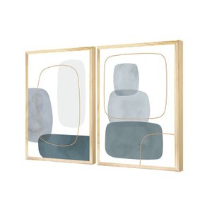 Dupla de Quadros Decorativos Grandes Abstrato Plantas Boho Para Sala